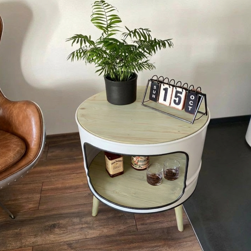LISSY Designer Fass-Couchtisch – Upcycling trifft Industrial Charme