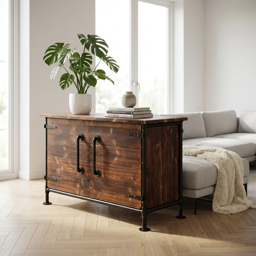 KOMMODE – Massivholz-Sideboard mit Industrial-Gestell