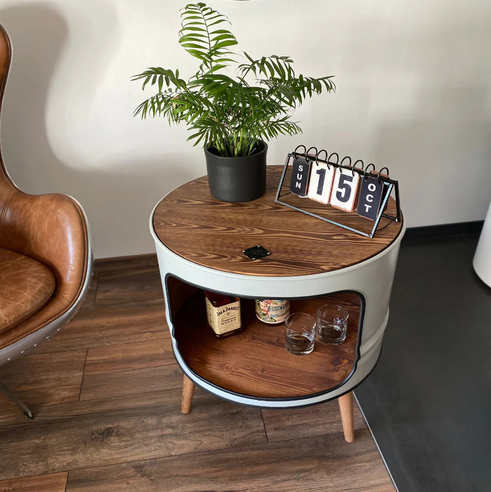 LISSY Designer Fass-Couchtisch – Upcycling trifft Industrial Charme